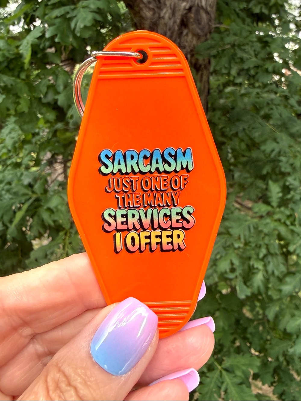 Vintage style motel key 3.5” keychain humorous funny sarcastic gift idea